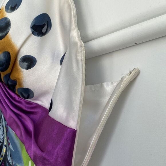 La Femme Prom Evening Full Length Colorful Beaded Plunging Open Back Stunning Ma - Picture 8 of 14